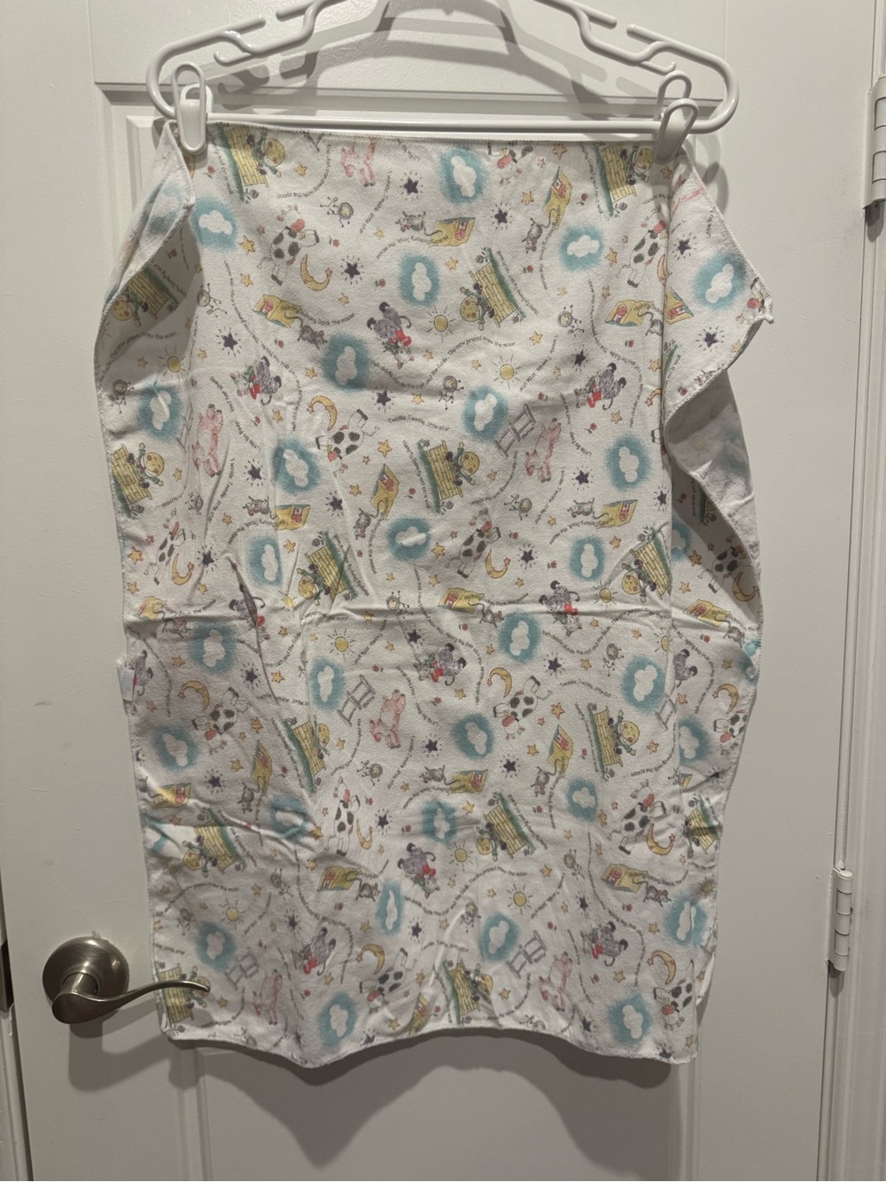 Vintage Hey Diddle Diddle Nursery Rhyme Flannel Blanket Humpty Dumpty Rare Find!